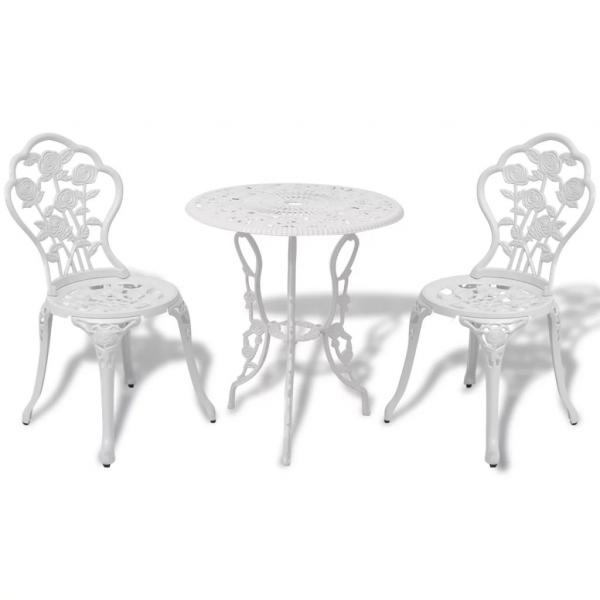 ARDEBO.de - 3-tlg. Bistro-Set Aluminiumguss Weiß