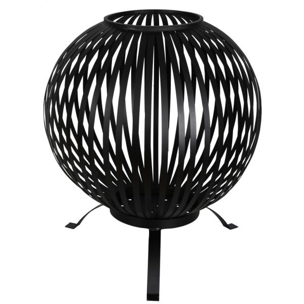 ARDEBO.de - Esschert Design Feuerkorb Ball Gestreift Schwarz Kohlenstoffstahl FF400