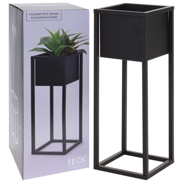 ARDEBO.de - H&S Collection Blumentopf mit Ständer Metall Schwarz 60 cm