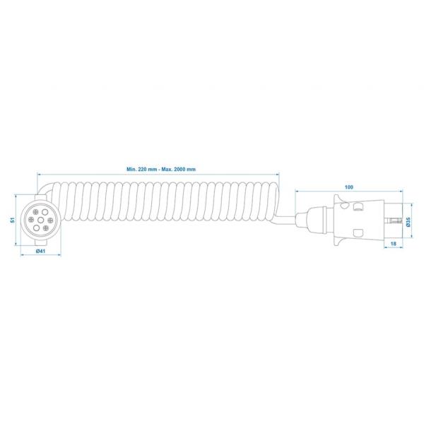 ProPlus Spiralkabel 3m 2×7-poligem Stecker