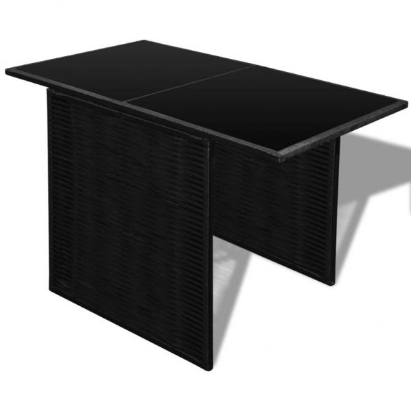 3-tlg. Bistro-Set mit Auflagen Poly Rattan Schwarz