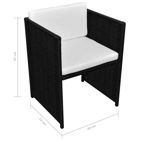 3-tlg. Bistro-Set mit Auflagen Poly Rattan Schwarz