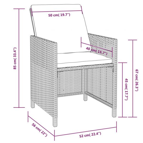 9-tlg. Garten-Essgruppe Poly Rattan Akazienholz Schwarz