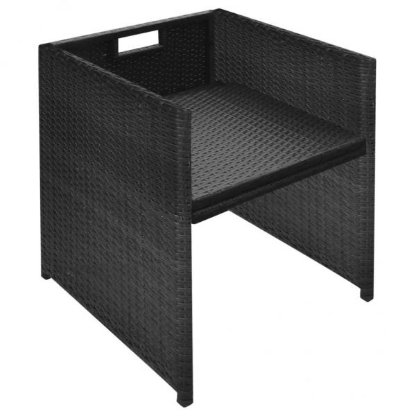 3-tlg. Bistro-Set mit Kissen Poly Rattan Schwarz