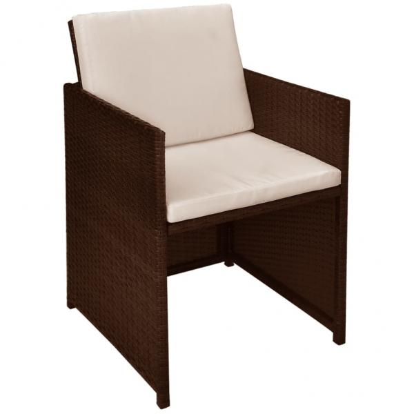 3-tlg. Bistro-Set mit Kissen Poly Rattan Braun