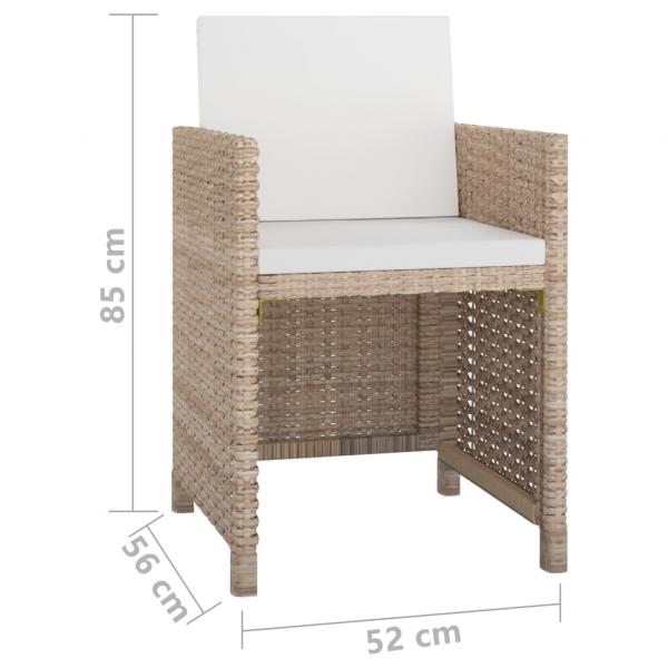 9-tlg. Garten-Essgruppe mit Auflagen Poly Rattan Beige