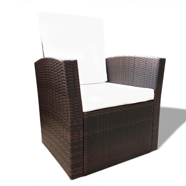 4-tlg. Garten-Lounge-Set mit Kissen Poly Rattan Braun