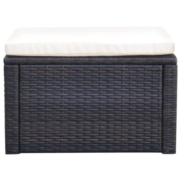 Hocker mit Kissen Poly Rattan 53×53×30 cm Braun