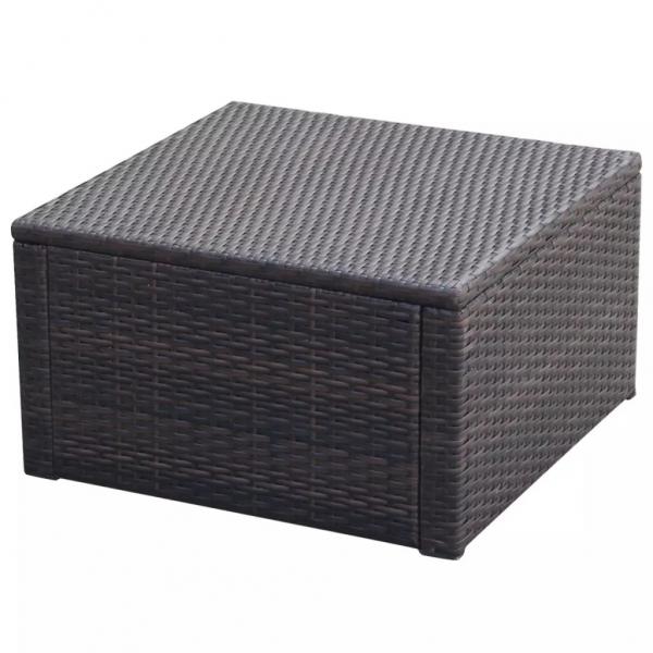 Hocker mit Kissen Poly Rattan 53×53×30 cm Braun 