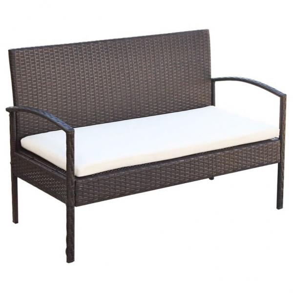 4-tlg. Garten-Lounge-Set mit Auflagen Poly Rattan Braun