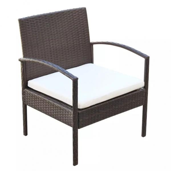 4-tlg. Garten-Lounge-Set mit Auflagen Poly Rattan Braun