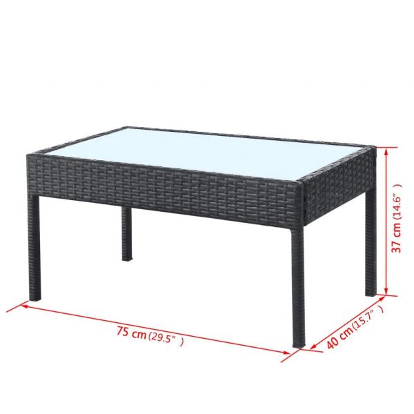 4-tlg. Garten-Lounge-Set mit Auflagen Poly Rattan Schwarz