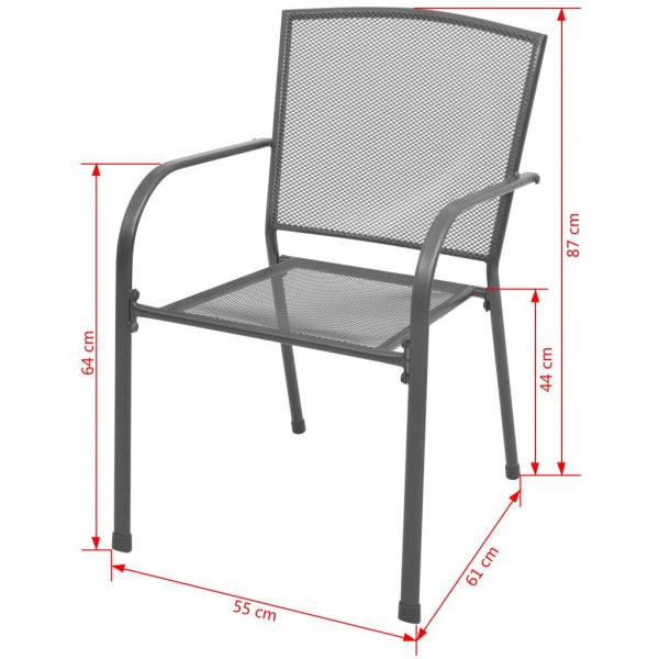 Stapelbare Gartenstühle 2 Stk. Stahl Grau