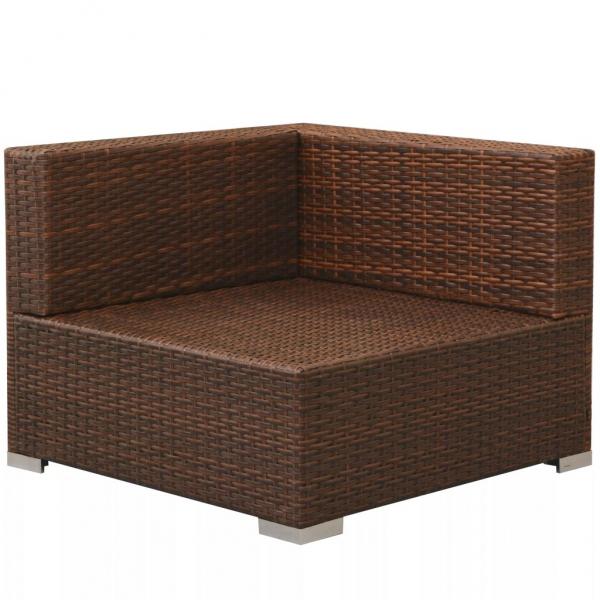 3-tlg. Garten-Lounge-Set mit Kissen Poly-Rattan Braun