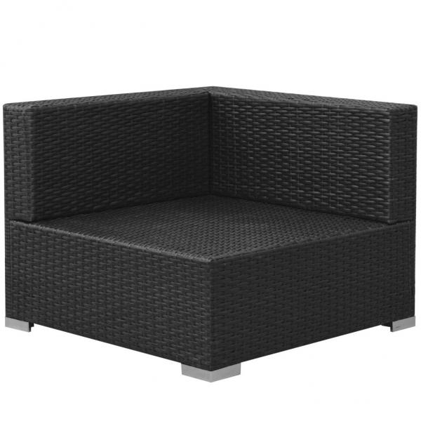 3-tlg. Garten-Lounge-Set mit Auflagen Poly Rattan Schwarz