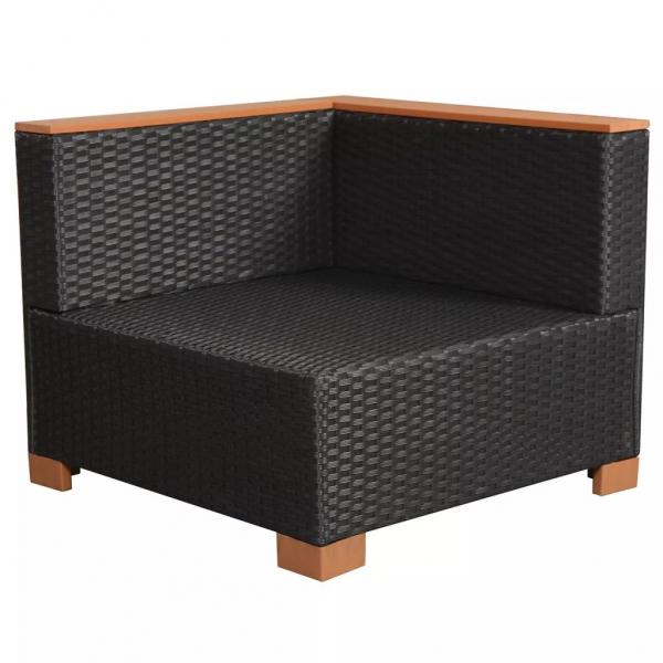 7-tlg. Garten-Lounge-Set mit Auflagen Poly Rattan Schwarz