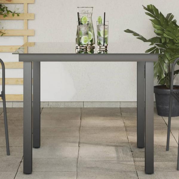 ARDEBO.de - Gartentisch Schwarz 80x80x74 cm Aluminium und Glas