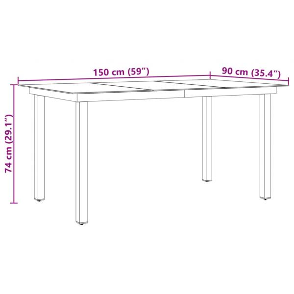 Gartentisch Schwarz 150x90x74 cm Aluminium und Glas