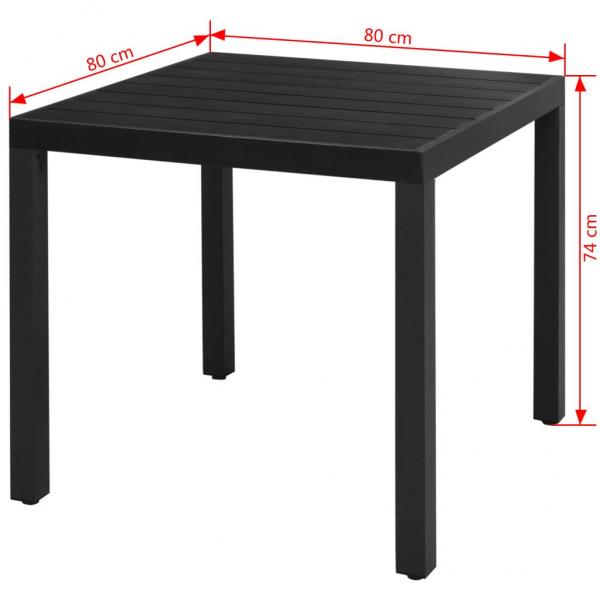 Gartentisch Schwarz 80x80x74 cm Aluminium und WPC