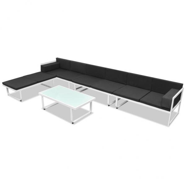 5-tlg. Garten-Lounge-Set Textilene Aluminium Schwarz