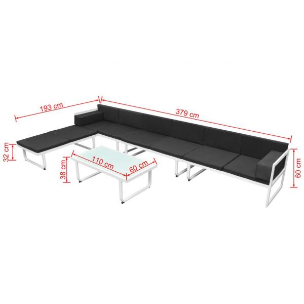 5-tlg. Garten-Lounge-Set Textilene Aluminium Schwarz