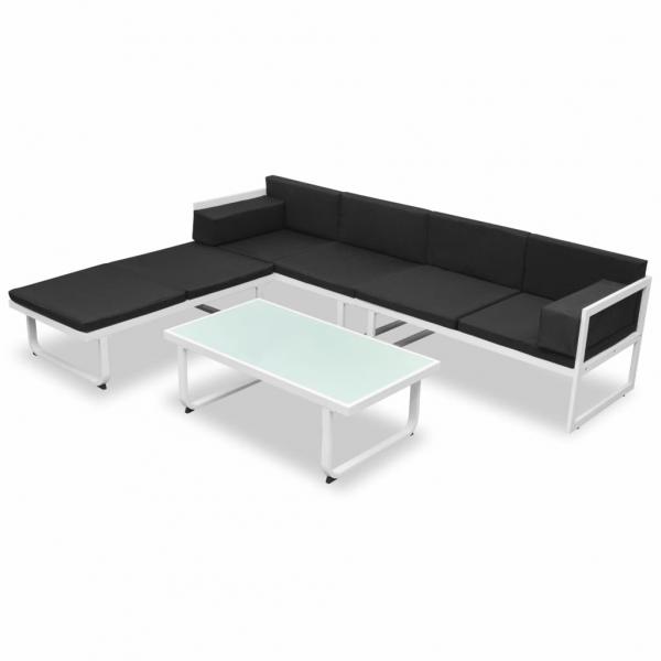 4-tlg. Garten-Lounge-Set mit Auflagen Aluminium Schwarz