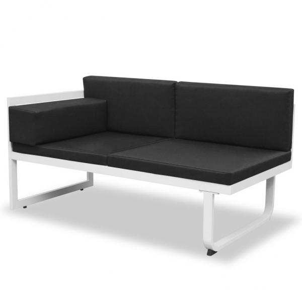 4-tlg. Garten-Lounge-Set mit Auflagen Aluminium Schwarz