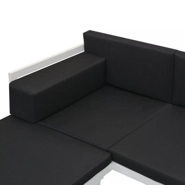 4-tlg. Garten-Lounge-Set mit Auflagen Aluminium Schwarz