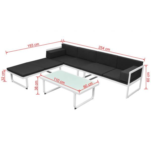 4-tlg. Garten-Lounge-Set mit Auflagen Aluminium Schwarz