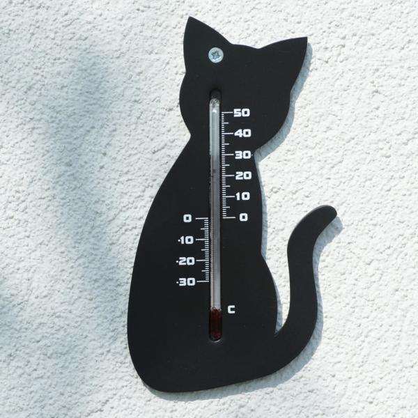 Nature Garten Wandthermometer Katzenform Schwarz