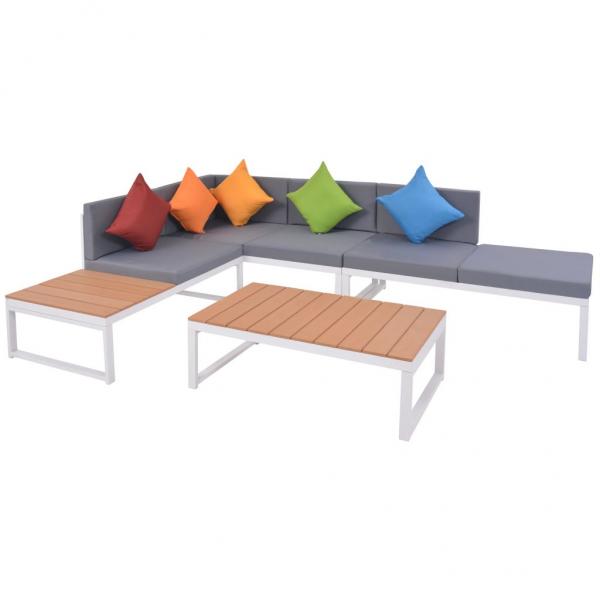 ARDEBO.de - 4-tlg. Garten-Lounge-Set mit Auflagen Aluminium und WPC