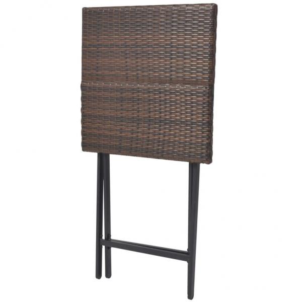 3-tlg. Bistro-Set Klappbar Stahl Poly Rattan Braun