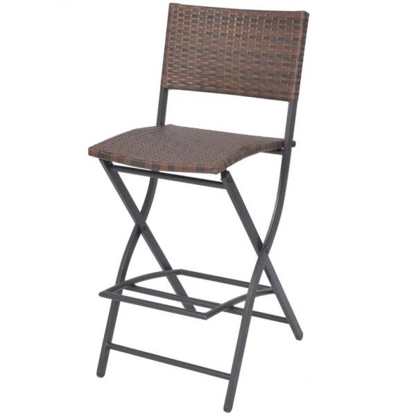 3-tlg. Bistro-Set Klappbar Stahl Poly Rattan Braun