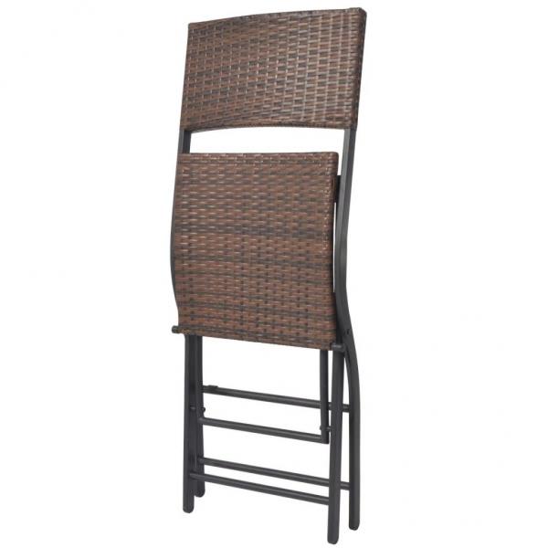 3-tlg. Bistro-Set Klappbar Stahl Poly Rattan Braun