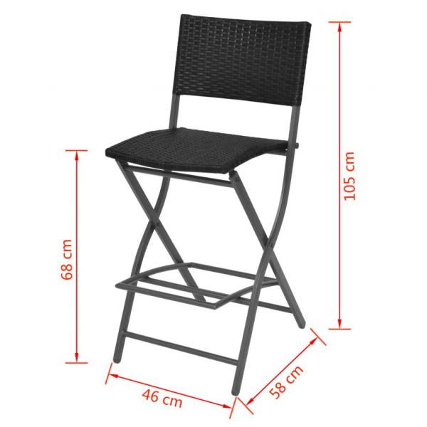 7-tlg. Garten-Essgruppe Klappbar Stahl Poly Rattan Schwarz