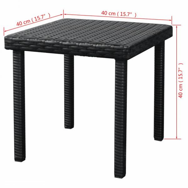 Sonnenliege mit Auflage & Tisch Poly Rattan Schwarz