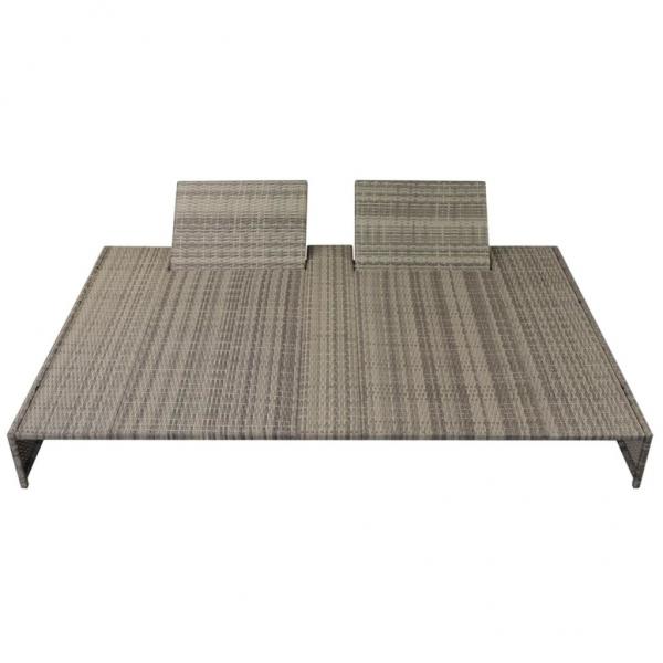 5-tlg. Garten-Lounge-Set mit Auflagen Poly Rattan Grau