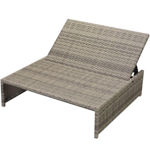 5-tlg. Garten-Lounge-Set mit Auflagen Poly Rattan Grau