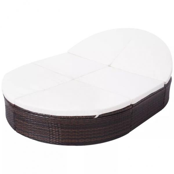 Outdoor-Loungebett mit Kissen Poly Rattan Braun