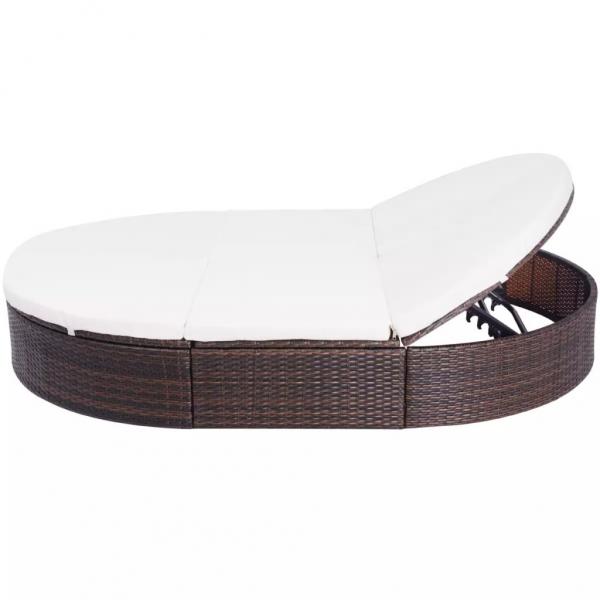 Outdoor-Loungebett mit Kissen Poly Rattan Braun