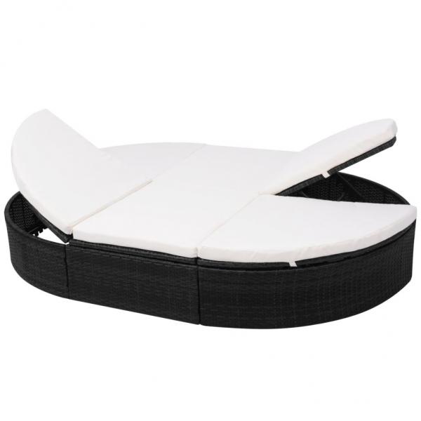 ARDEBO.de - Outdoor-Loungebett mit Kissen Poly Rattan Schwarz