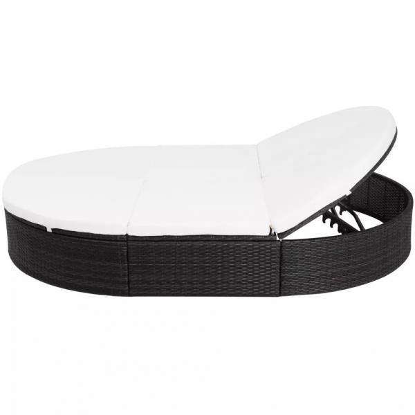 Outdoor-Loungebett mit Kissen Poly Rattan Schwarz