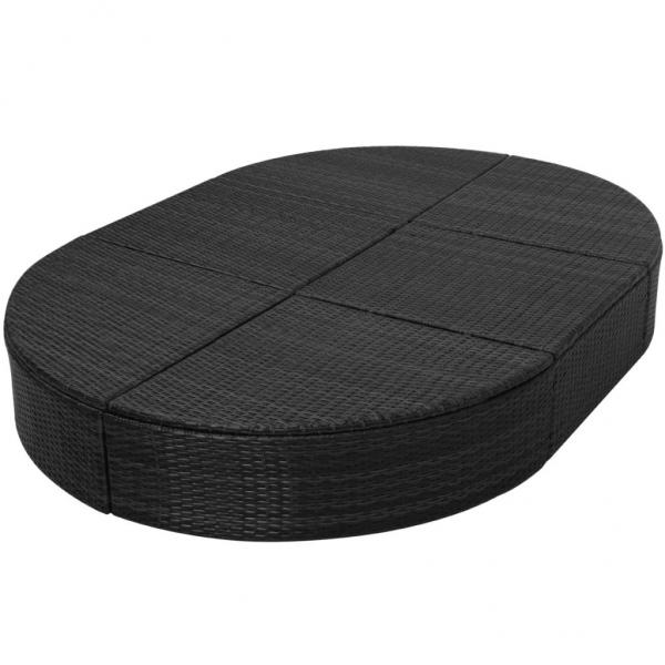 Outdoor-Loungebett mit Kissen Poly Rattan Schwarz