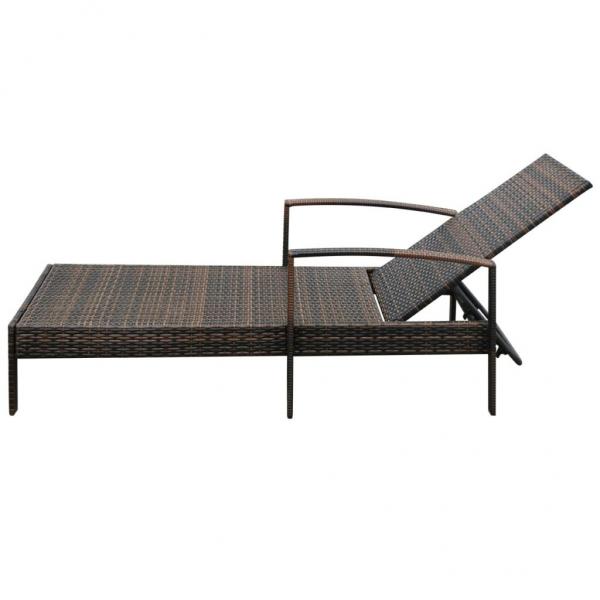 Sonnenliege mit Auflage Poly Rattan Braun