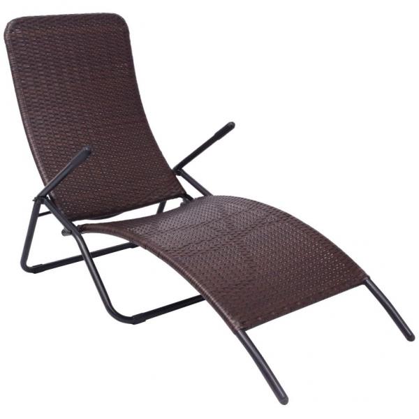 ARDEBO.de - Sonnenliege Klappbar Poly Rattan Brown