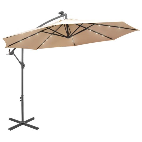 Sonnenschirm Ampelschirm mit LED-Beleuchtung 300 cm Metallmast