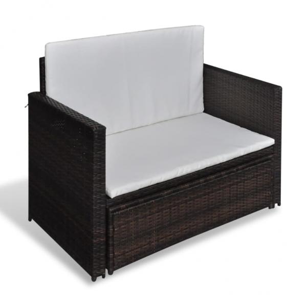 Gartensofa Poly Rattan Braun