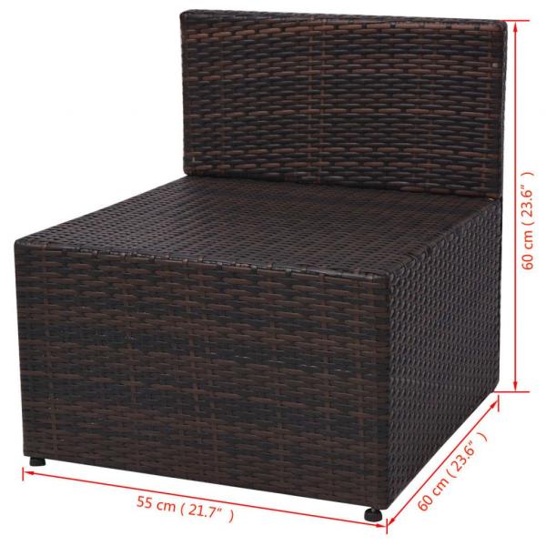 5-tlg. Garten-Lounge-Set mit Auflagen Poly Rattan Braun