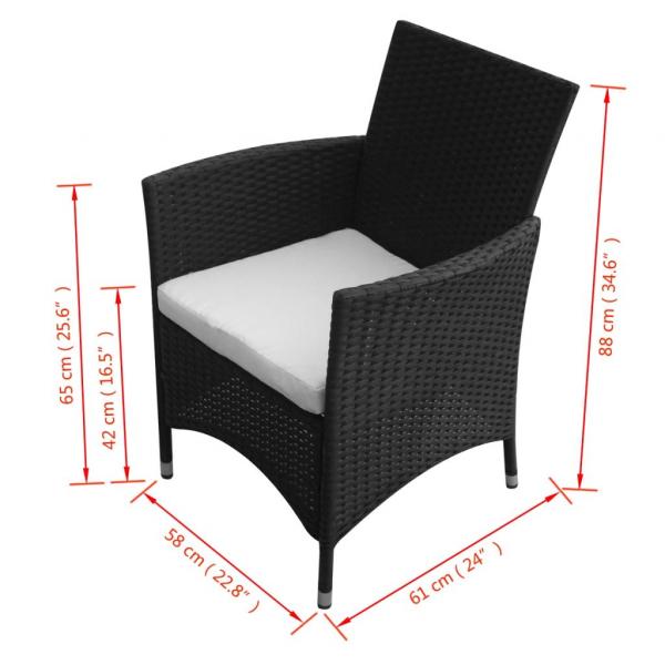 Gartenstühle 2 Stk. Poly Rattan Schwarz