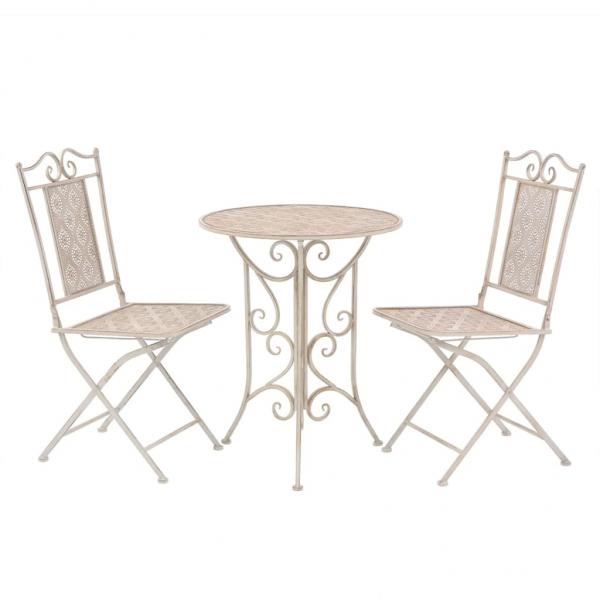 ARDEBO.de - 3-tlg. Bistro-Set Stahl Weiß